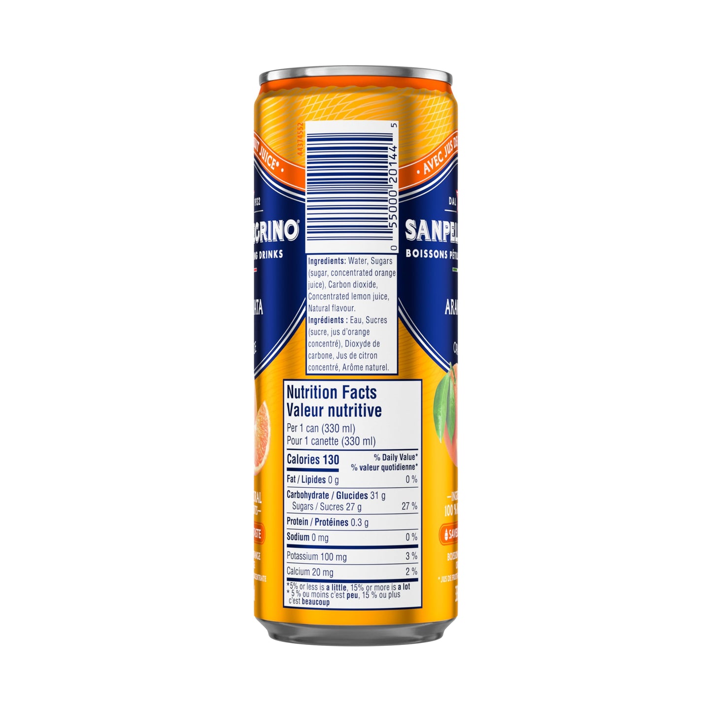 San Pellegrino Naturali Aranciata Orange Sparkling Beverage, 330 mL Cans (24-Pack)
