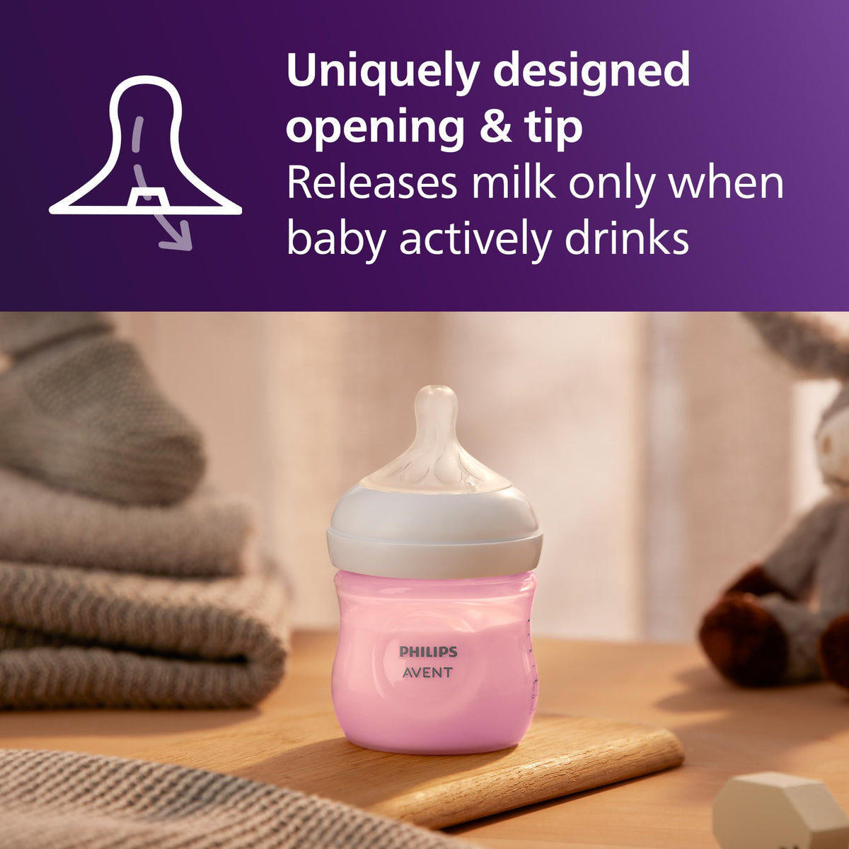 Philips Avent Natural Baby Bottles, Slow Flow, 4 oz, BPA-Free, 3-Pack