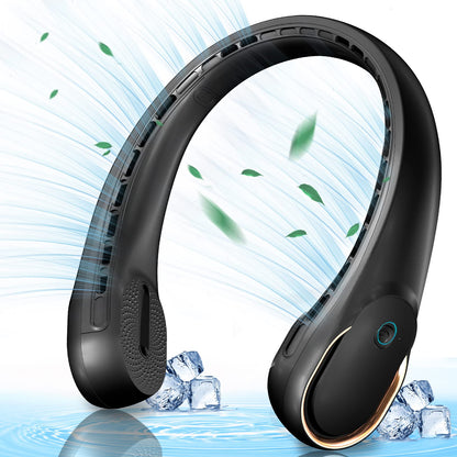 Portable Neck Fan, Personal Bladeless Neck Fans for Men, Upgraded Increase Air Volume & 4000mAh Battery, Ultra Quiet, 4-16 Hours Use Time Wearable Fan USB Rechargeable for Home Travel-Black - Available at All In One Marketplace Canada