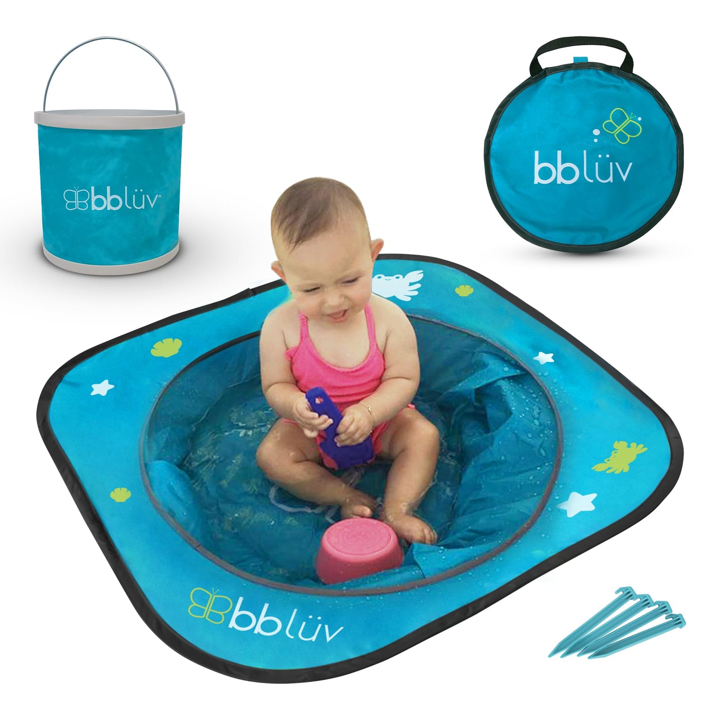 bblüv Arenä Pop-Up Beach Pool for Infants - Easy Clean - Waterproof Material- Instant Setup - Compact Foldable Bucket - Safe Cooling Space - Anchors for Stability - Ultimate Summer Fun for Your Baby bblüv