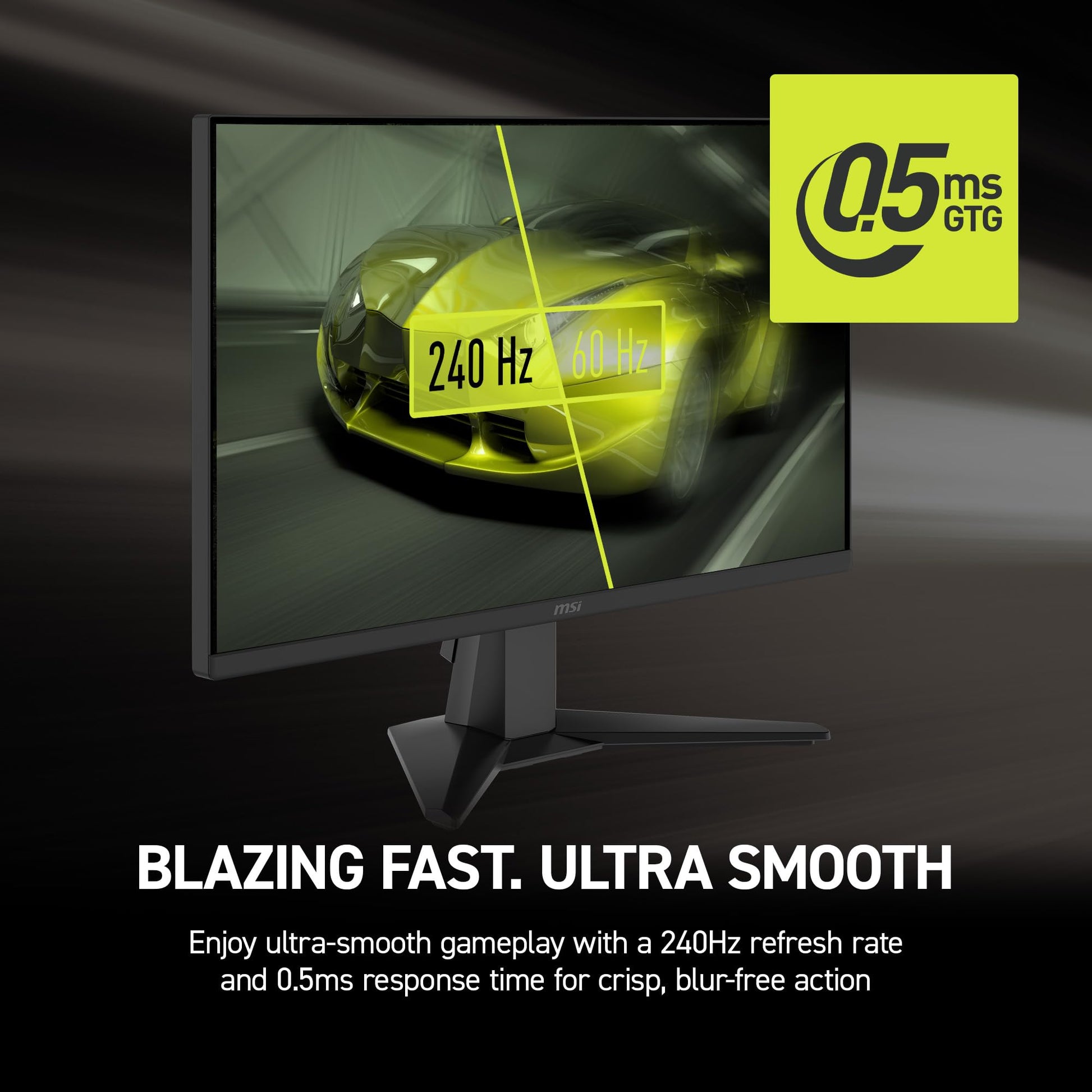 MSI MAG 245F X24 24-inch 1920 x 1080 (FHD) Gaming Monitor, 240Hz, FreeSync Premium, HDR Ready, HDMI, VGA Port, VESA Mountable, Tilt, 4-Side Slim Bezel, 0.5ms, Black MSI