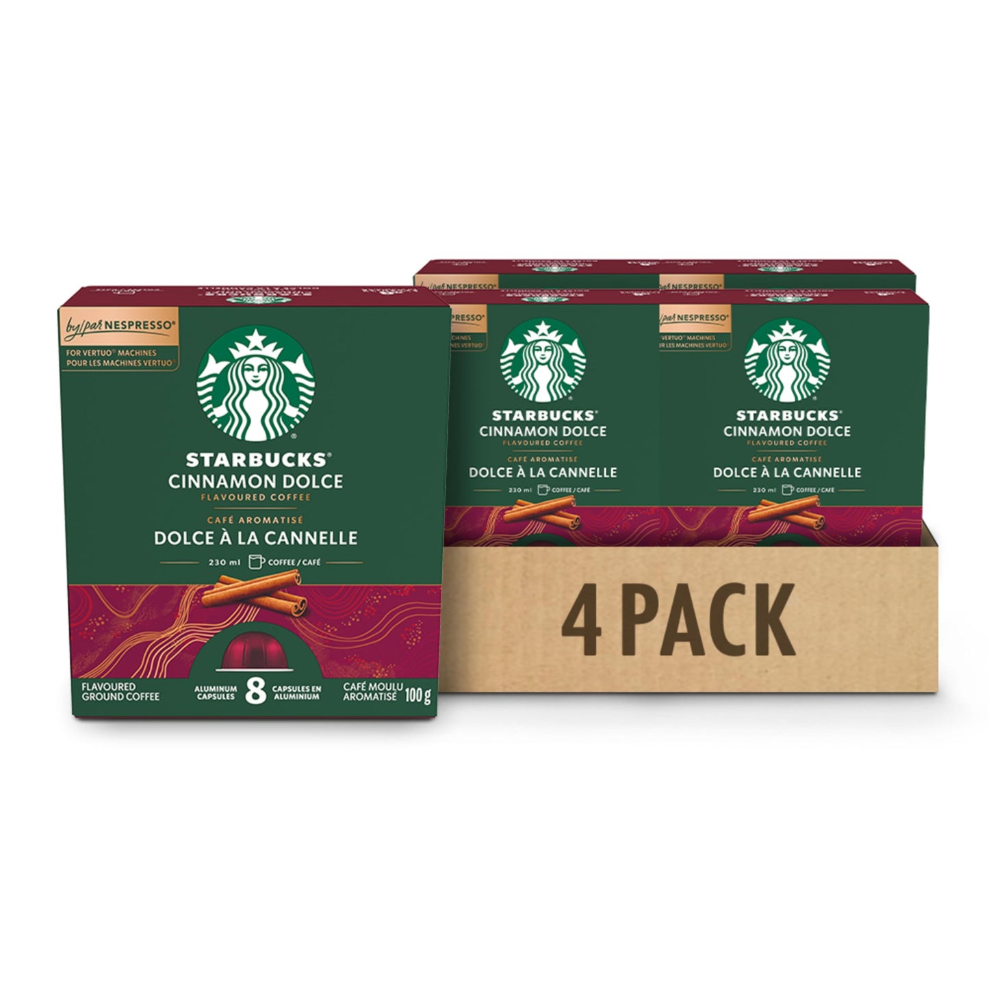 STARBUCKS Cinnamon Dolce for NESPRESSO VERTUO Coffee, 4 Boxes, 400 g Starbucks