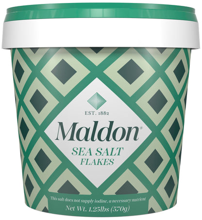 Maldon Sea Salt Flakes - 20 oz Resealable Tub of Gourmet Pyramid Crystals
