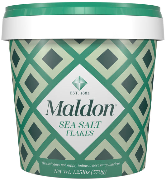 Maldon Sea Salt Flakes - 20 oz Resealable Tub of Gourmet Pyramid Crystals