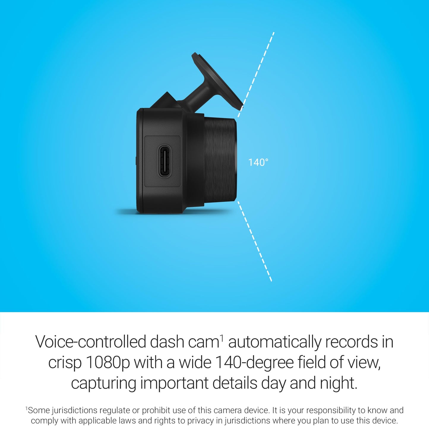 Garmin Dash Cam™ Mini 3, Ultracompact 1080p HD Dash Cam with a 140-degree Field of View, Built in Clarity™ Polarizer, Voice Controlled, Automatic Recording Garmin