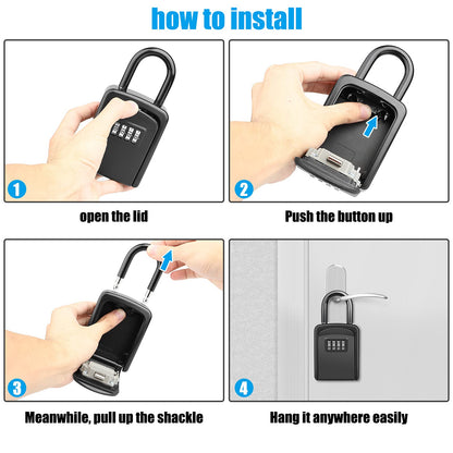 Key Lock Box, [No Installation Require] Diyife Portable Outdoor Lock Box for Keys with Removable Shackle, 5 Keys Capacity, Weatherproof 4-Digit Combination Key Safe for Home AirBnb Office