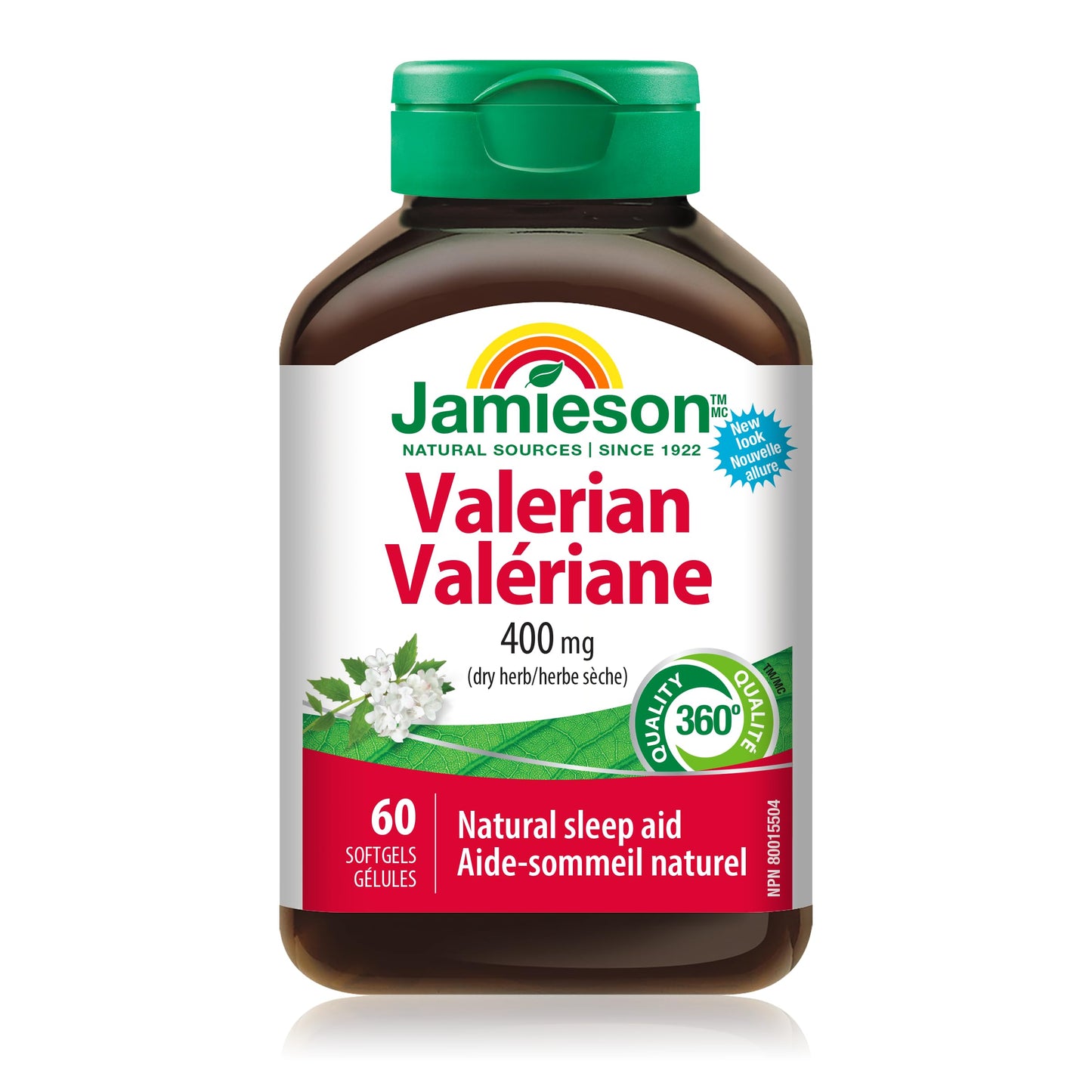 Jamieson Valerian 400 mg, Calming, Melatonin-Free, Natural Herbal-Based Sleep Aid, Reduces Nervousness and Restlessness. Gluten-Free, 60 Softgels, Proudly Canadian - Available at All In One Marketplace Canada