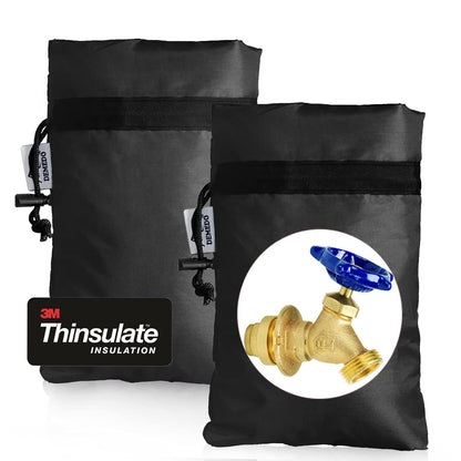 Enlarge Outdoor Faucet Cover for Winter Freeze Protection, 3M Thinsulate, 10"H x 6.3"W Hose Bib Covers for Wall Taps Outside, Waterproof & Frost Free Insulated Spigot Cover, 2 Pcs Faucet Socks - Black 🍁 All In One Marketplace Canada