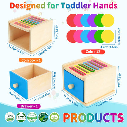 FCSONU Toddlers Montessori Coin Box Toys for 1 2 3 Year Old Boys Girls Baby 🍁 All In One Marketplace Canada