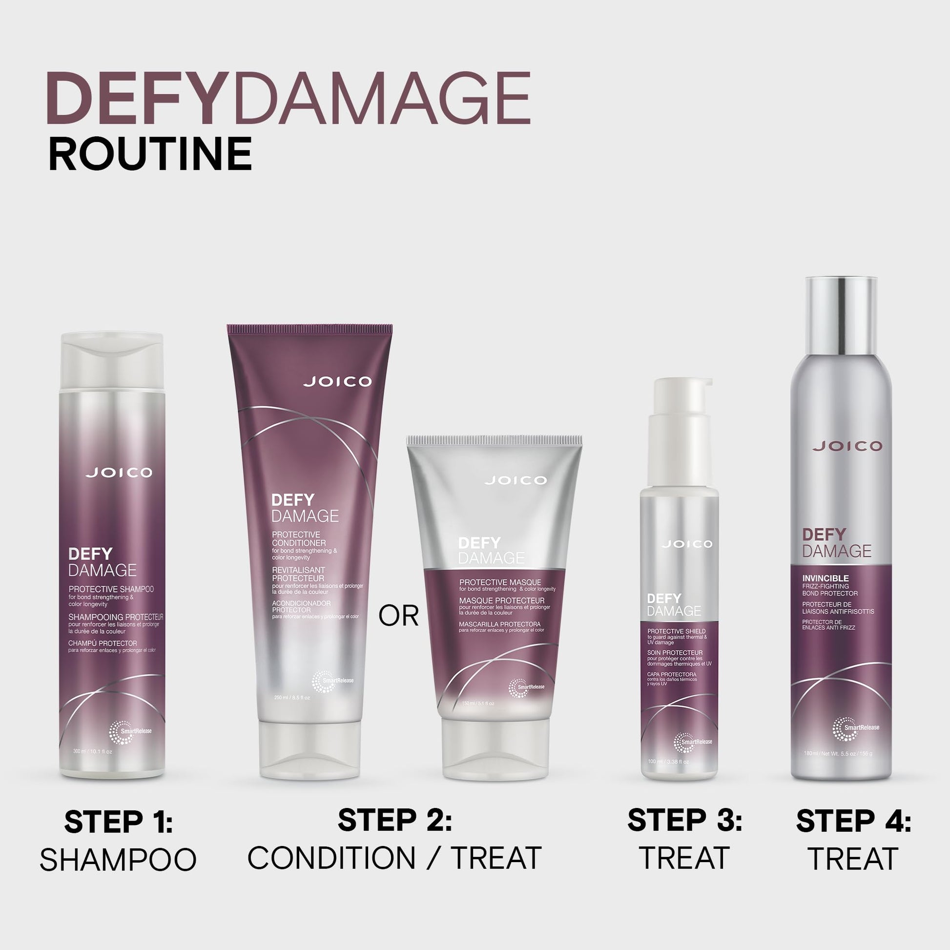 Joico Defy Damage Protective Conditioner | Bond Repair & Hair Treatment for Dry Damaged Hair | Strengthen & Rebuild Bonds | Heat Protectant with Moringa Oil, Sulfate-Free, Color Safe, 250mL Joico