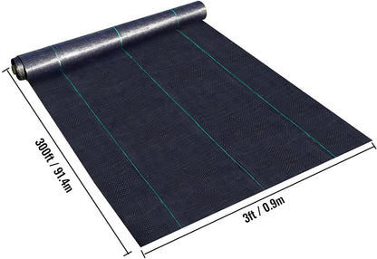 VEVOR 3FTx300FT Premium Weed Barrier Fabric Heavy Duty 3OZ, Woven Weed Control Fabric, High Permeability Good for Flower Bed, Geotextile Fabric for Underlayment, Polyethylene Ground Cover