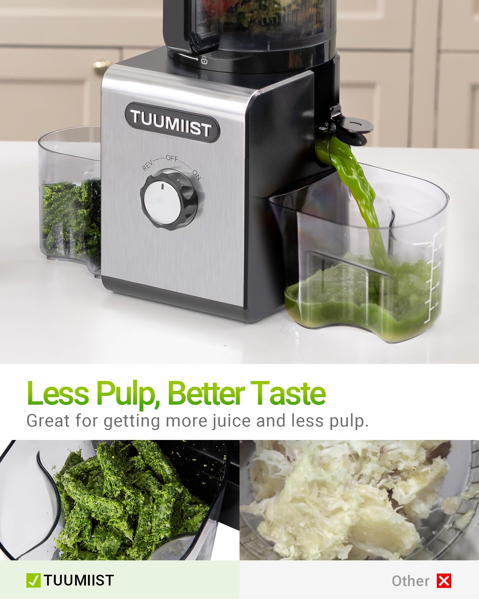 Juicer Machine, 6.5" Large Feed Chute Cold Press Juicer with 350W, Slow Masticating Juicer for Whole Vegetables & Fruits, High Juice Yield, Easy to Clean, Black - Available at All In One Marketplace Canada