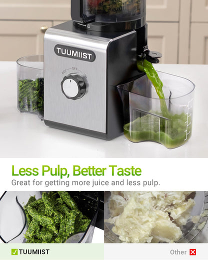 Juicer Machine, 6.5" Large Feed Chute Cold Press Juicer with 350W, Slow Masticating Juicer for Whole Vegetables & Fruits, High Juice Yield, Easy to Clean, Black - Available at All In One Marketplace Canada
