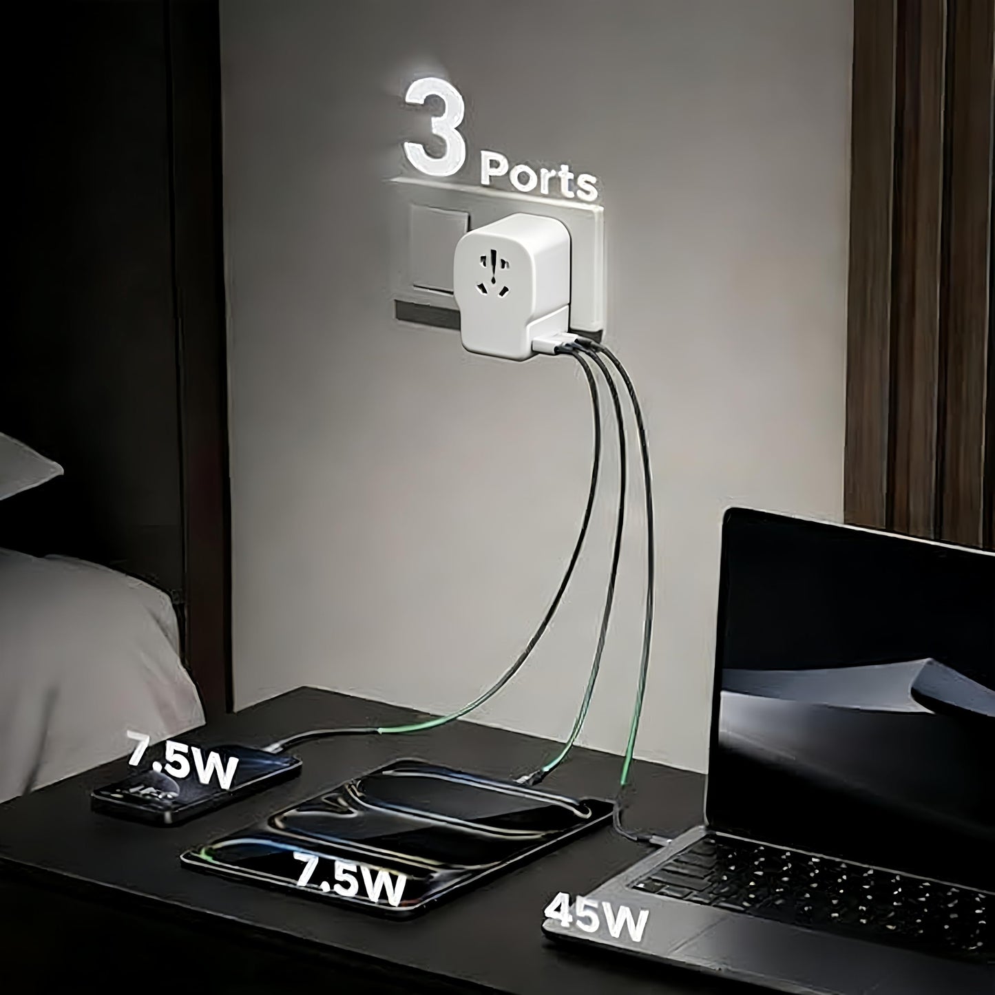 QENEQ International Travel Adapter 220V-110V Voltage Converter EU/UK/US Travel Plug All in One with USB A USB C Power Outlet for Europe USA UK AUS Asia