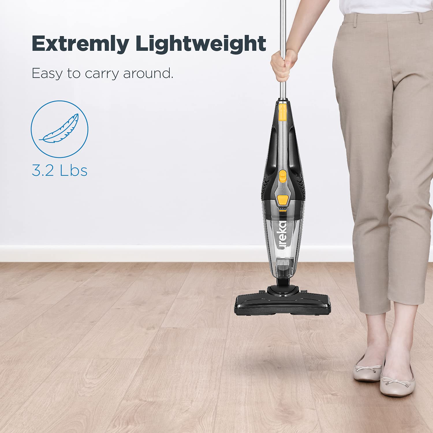 Eureka Home Lightweight Corded Stick Vacuum Cleaner, Powerful Suction Convenient Small Vacuum for Hard Floor, 3-in-1 Hand Vacuum, Blaze Black, NES212C - Available at All In One Marketplace Canada