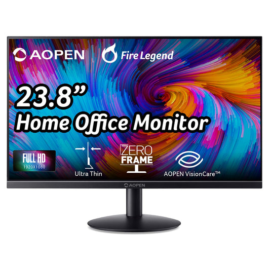 AOPEN by Acer 24SA2Y H1bi 23.8" Full HD 1920 x 1080 Zero-Frame IPS Gaming Office Monitor | Ultra-Thin Stylish Design | Up to 100Hz | 4ms Response Time | Tilt | HDMI & VGA Ports