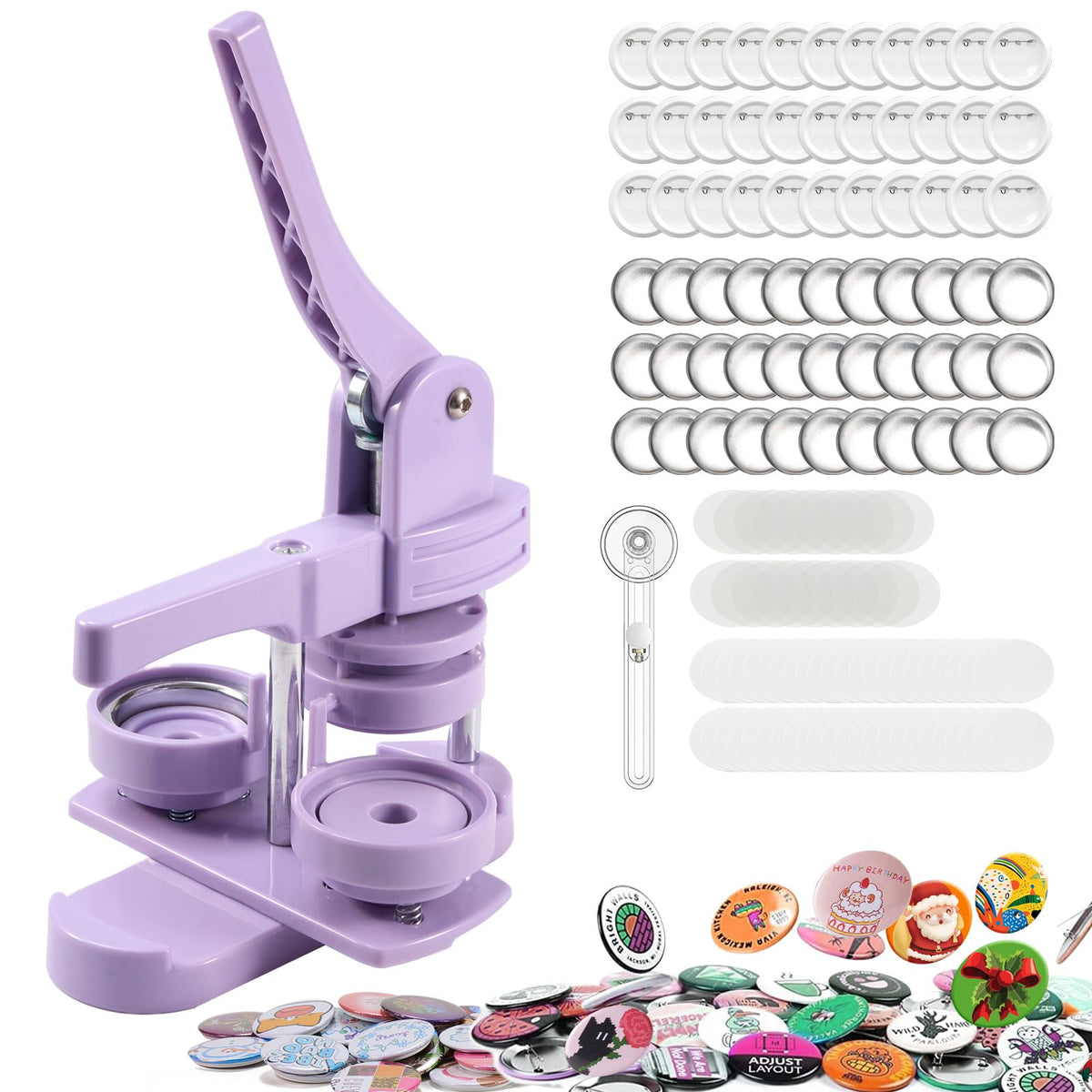 Aiment 58mm Button Maker Machine - 2.25 inch Button Pin Maker Kit, Badge Press Machine with 100Pcs Supplies & Films & Circle Cutter & Cutting Mat, Ideal Christmas DIY Presents for Kids 🍁 All In One Marketplace Canada