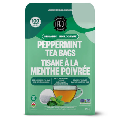 FGO Organic Peppermint Tea, Eco-Conscious Tea Bags, 100 Count, Packaging May Vary (Pack of 1) 🍁 All In One Marketplace Canada