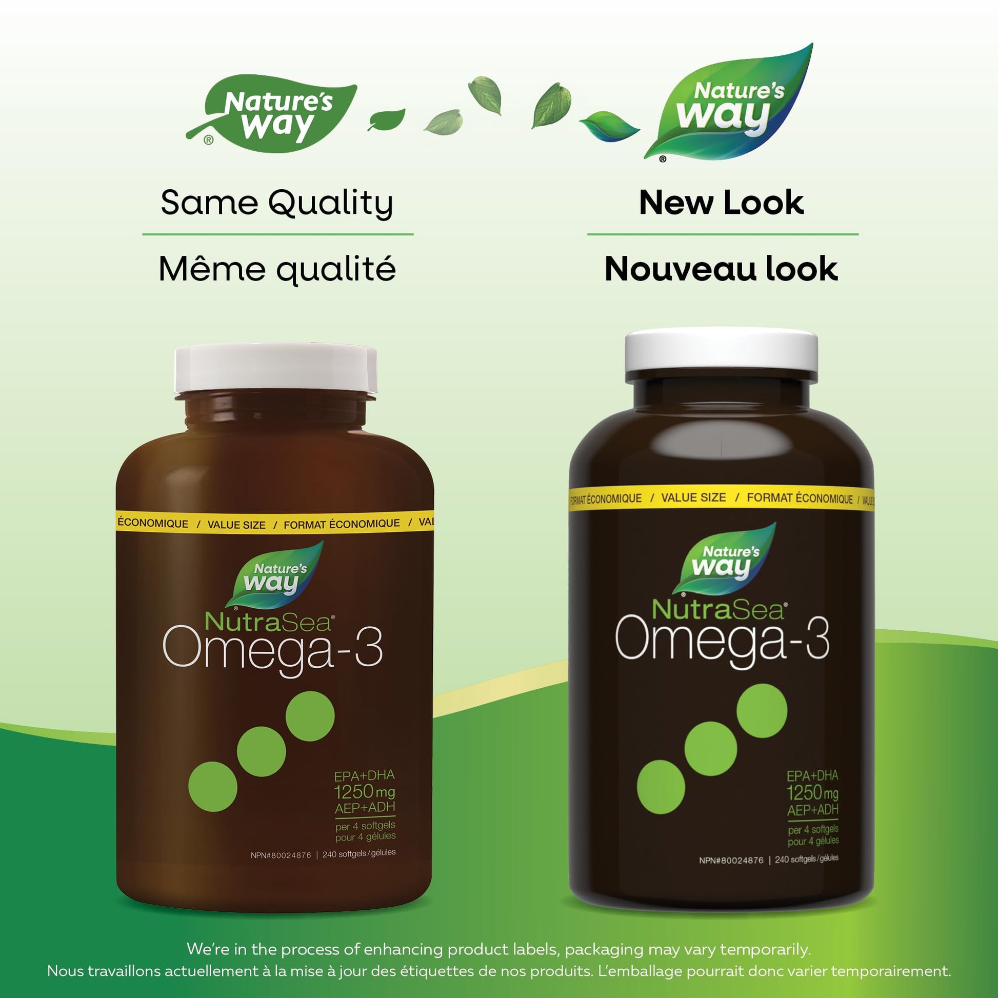 Nature's Way NutraSea Omega 3 Softgels Supplement with Fish Oil – Zesty Lemon Flavour – Heart & Brain Support for Kids Ages 6+ and Adults – EPA & DHA, 240 Softgels, Value Size - Available at All In One Marketplace Canada