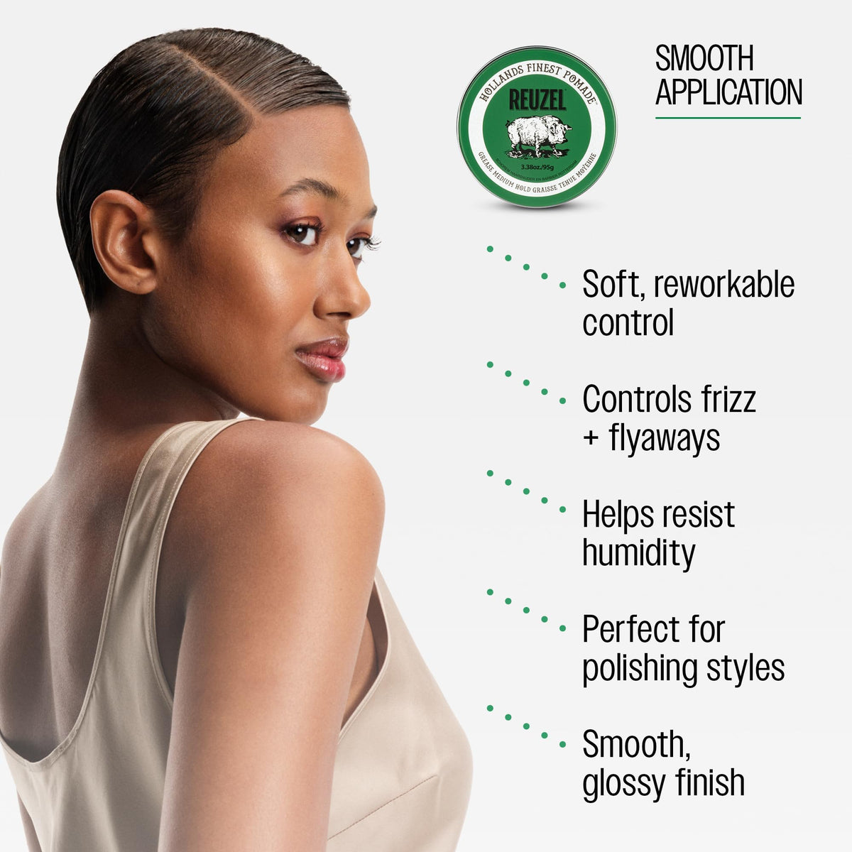 Reuzel Green Grease Pomade For Men Oil Based Medium Hold Natural Shine, Pliable Styling for Normal to Thick Hair, Barber Quality, With Tea Tree, Apple Peppermint Scent 95g 🍁 All In One Marketplace Canada