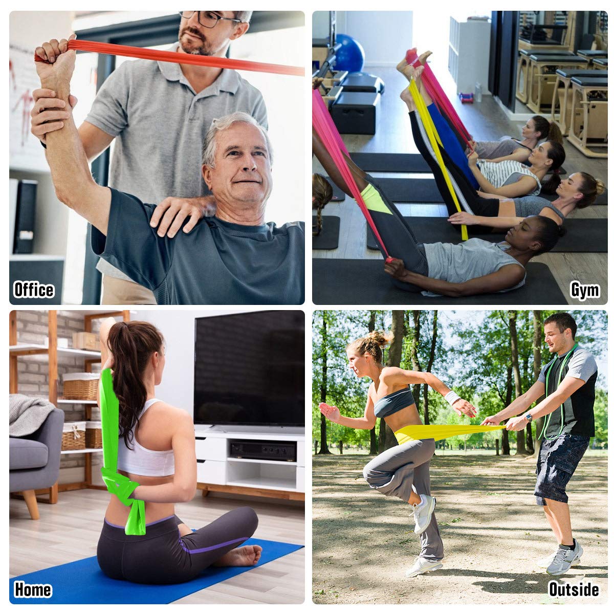 HAIBEI Resistance Bands Elastic Exercise Bands 3 Pack Physical Therapy Tension Band Recovery Band Workout Strength Training Bands for Women, Yoga, Arms,Upper Body and Shoulders (Red Yellow Green)