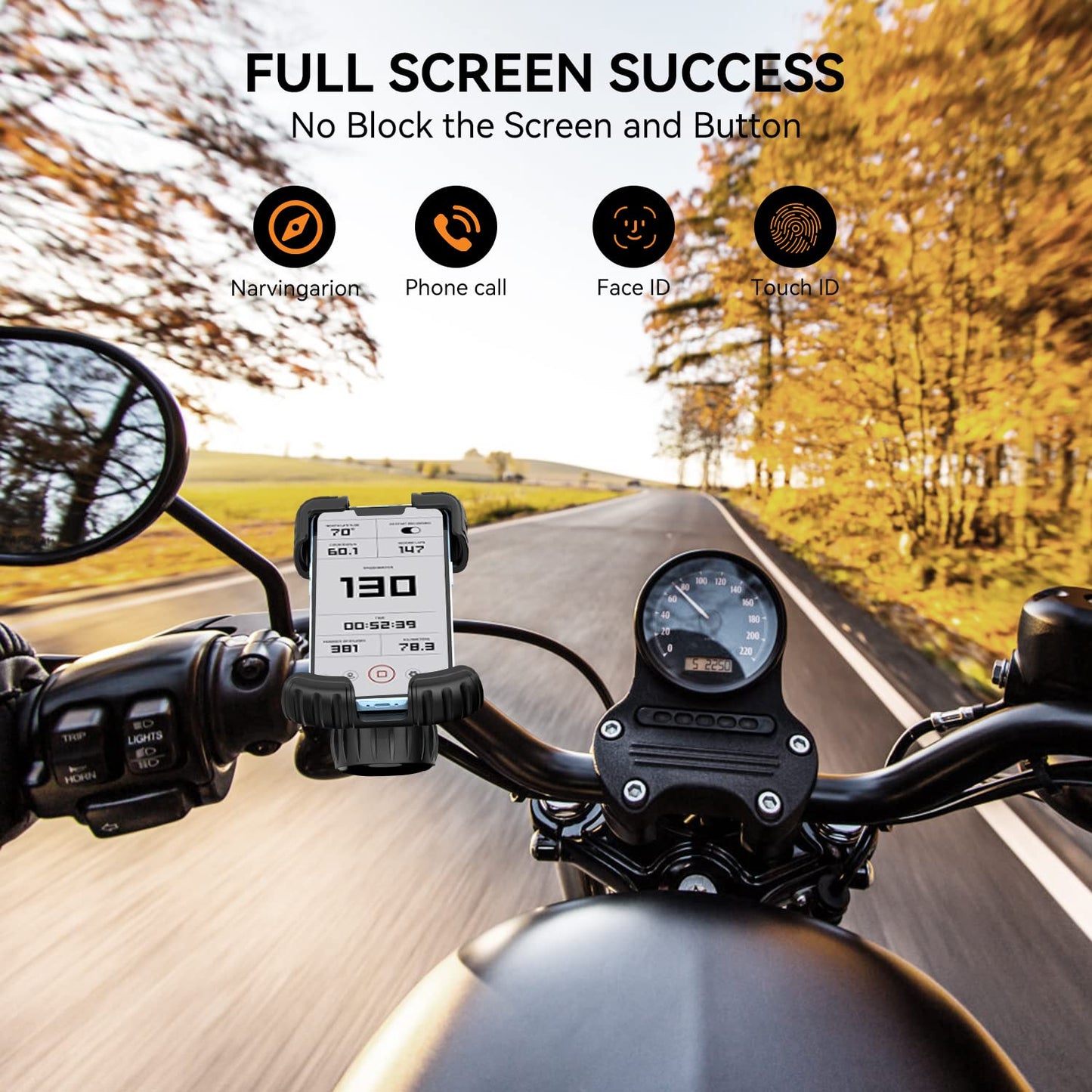 Motorcycle/Bicycle Phone Mount for 4.7-6.8" Phones (Orange)