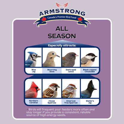 Armstrong All Season Blend, Premium Wild Bird Seed Mix, 4KG (8.8LB) Bag - Available at All In One Marketplace Canada