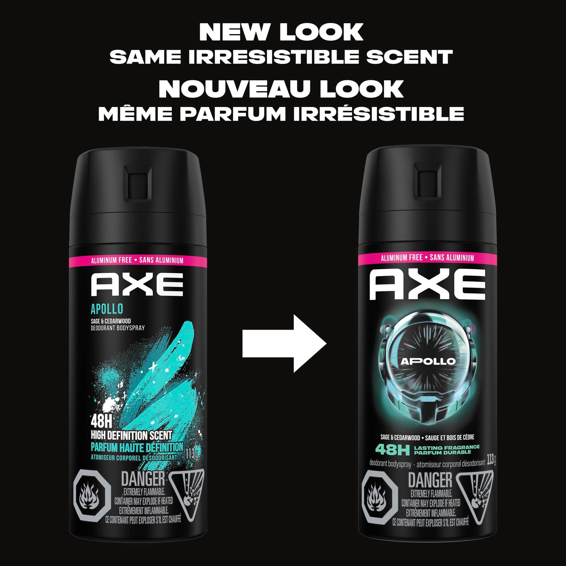 AXE Apollo Deodorant Body Spray, for long-lasting odour protection, Sage & Cedarwood, Aluminum-free Deodorant, 113g (Pack of 4) - Available at All In One Marketplace Canada
