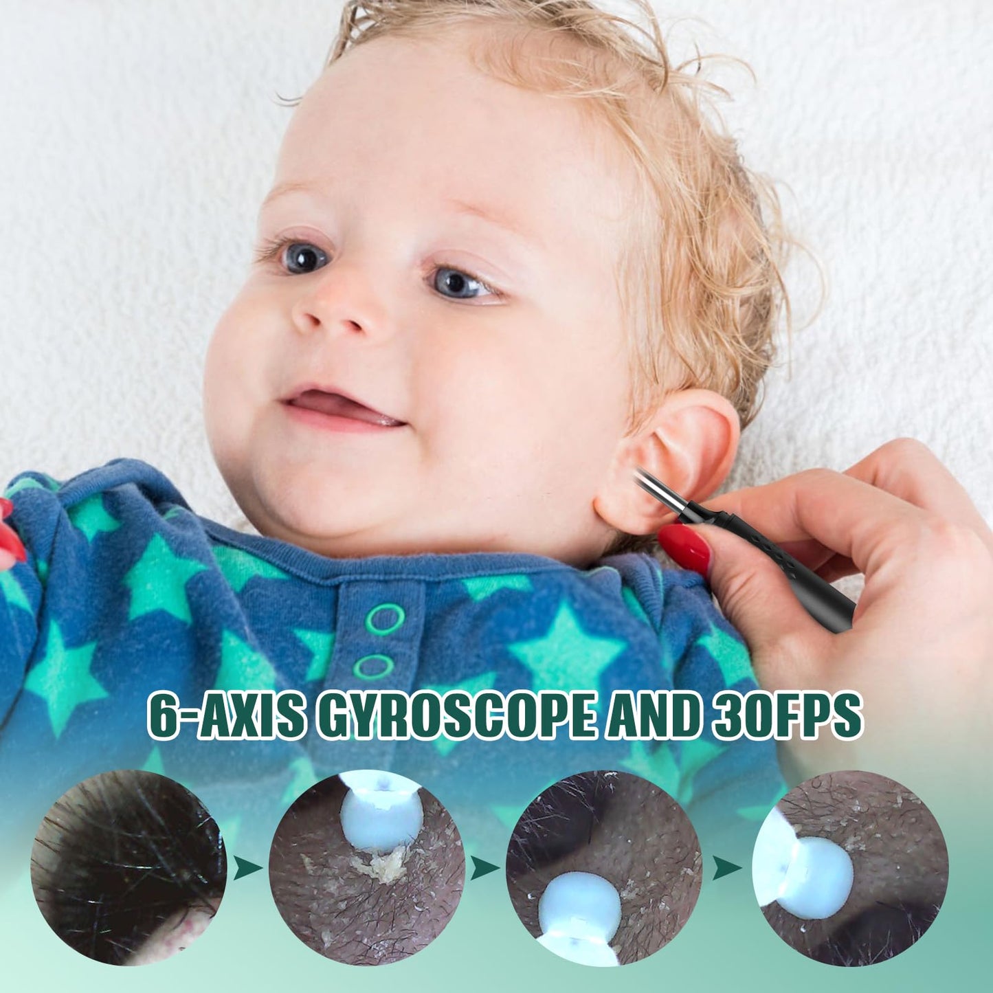 LMECHN Ear Wax Removal, Ear Cleaner with 7 Pcs Ear Set, Ear Wax Removal Tool Camera with 1080P Ear Otoscope & 6 LED Lights, Wireless Ear Pick for Ear Cleaning with 6 Ear Spoons Black