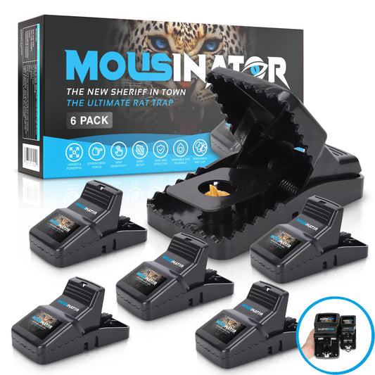 MOUSINATOR Rat Trap | 6-Pack | Large Rat Snap Traps for Indoor and Outdoor Use | Easy to Set | Safe and Reusable Design | Easy to Clean | Effective Powerful Large Mouse Trap that Works Instantly - Available at All In One Marketplace Canada