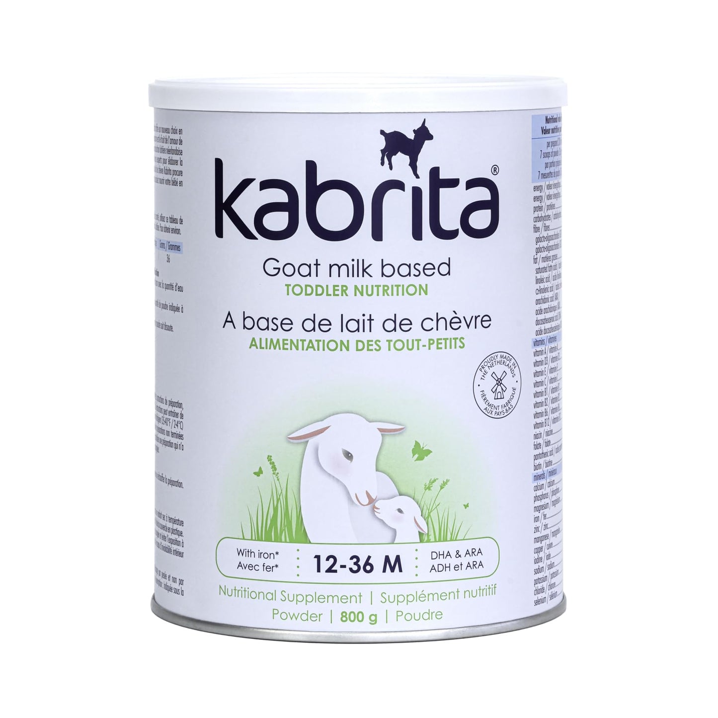 Kabrita Goat Milk Toddler Formula - Ages 12-36 Months - Vitamin D, Iron & DHA - 800g