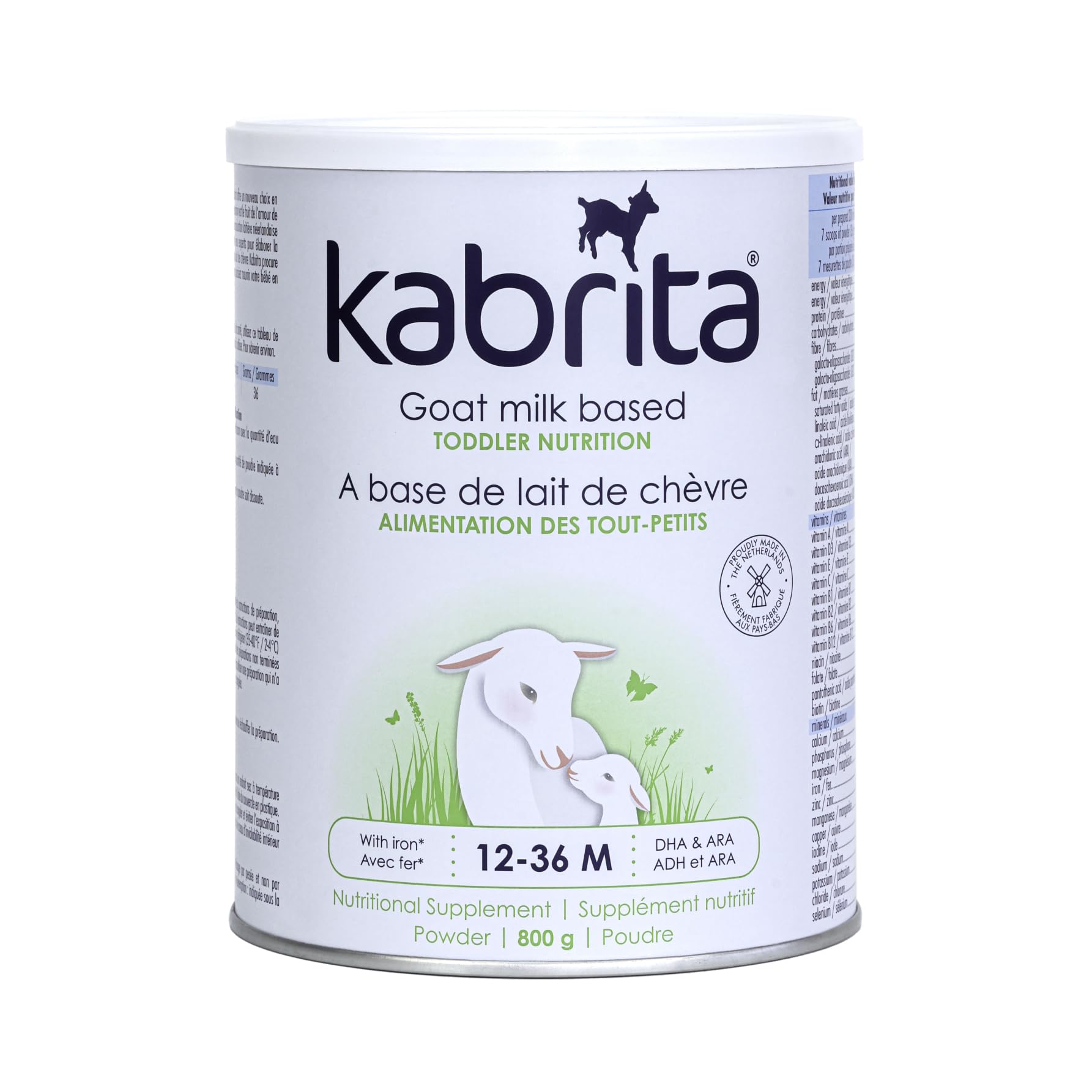 Kabrita Goat Milk Toddler Formula - Ages 12-36 Months - Vitamin D, Iron & DHA - 800g