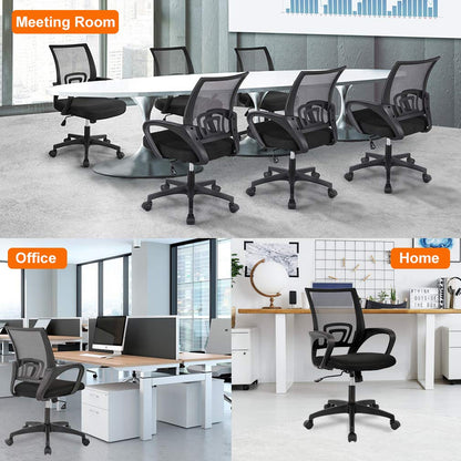 BestOffice Home Office Chair Ergonomic Desk Chair Mesh Computer Chair with Lumbar Support Armrest Executive Rolling Swivel Adjustable Mid Back Task Chair for Women Adults, Black (Black)
