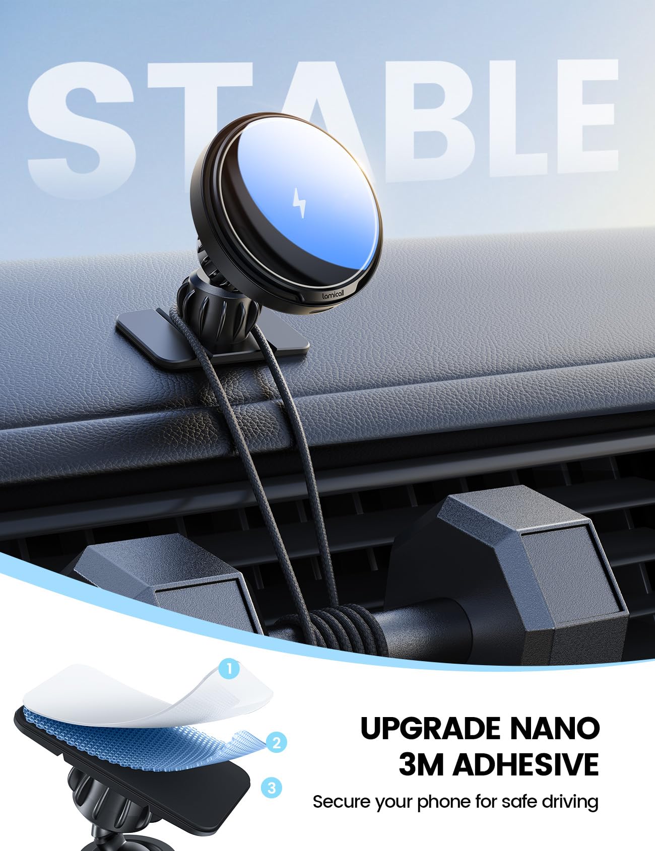 Lamicall for MagSafe Car Mount Charger - [Ultra Magnet] 15W Wireless Car Phone Holder Charger - HandsFree Magnetic Phone Holders for Your Car Vent for iPhone 17 16 15 14 13 Pro Max Handlebar, Mom Gift - Available at All In One Marketplace Canada