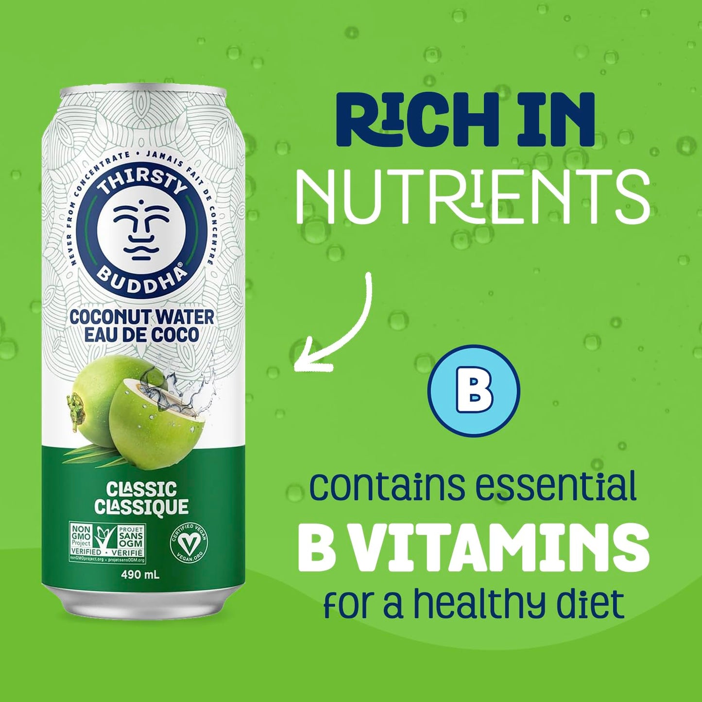 Thirsty Buddha Coconut Water – Natural Electrolytes & Nutrients, No Added Sugar, 12-Pack (12 × 490ml Cans)