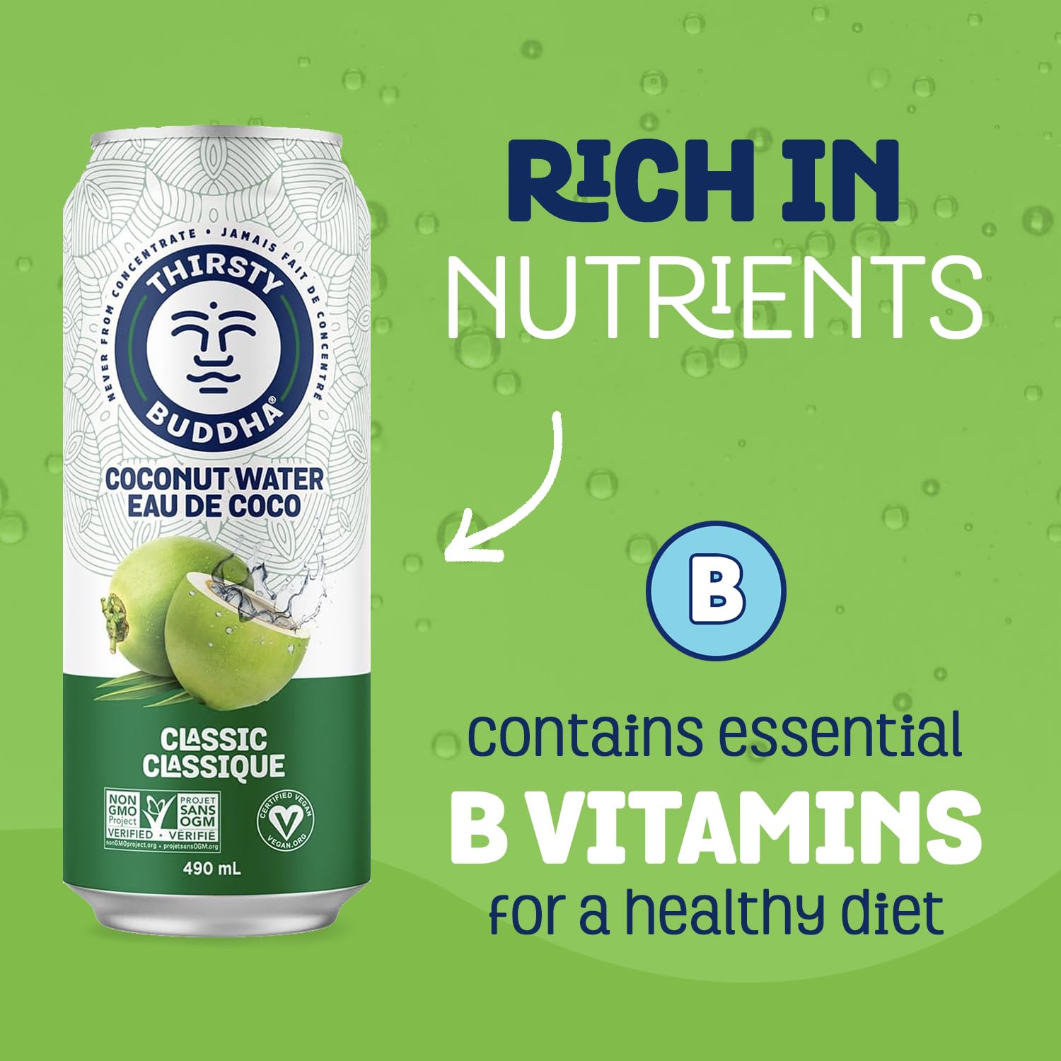 Thirsty Buddha Coconut Water – Natural Electrolytes & Nutrients, No Added Sugar, 12-Pack (12 × 490ml Cans)