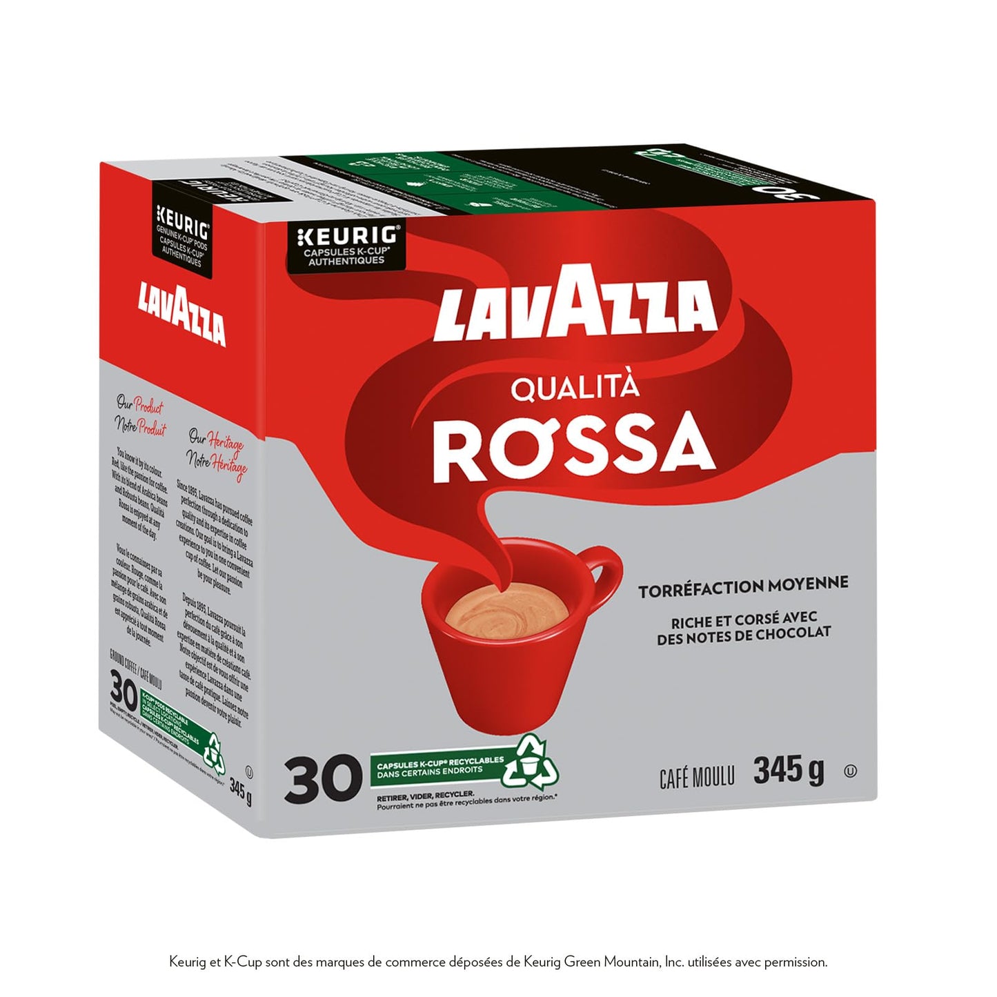 Lavazza Qualità Rossa Medium Roast K-Cup Coffee Pods, 30 Count For Keurig Coffee Makers