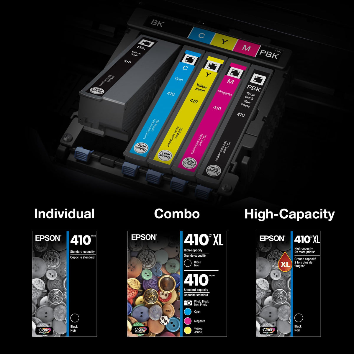 Epson 410XL Genuine High-Capacity Black Ink Cartridge T410XL020