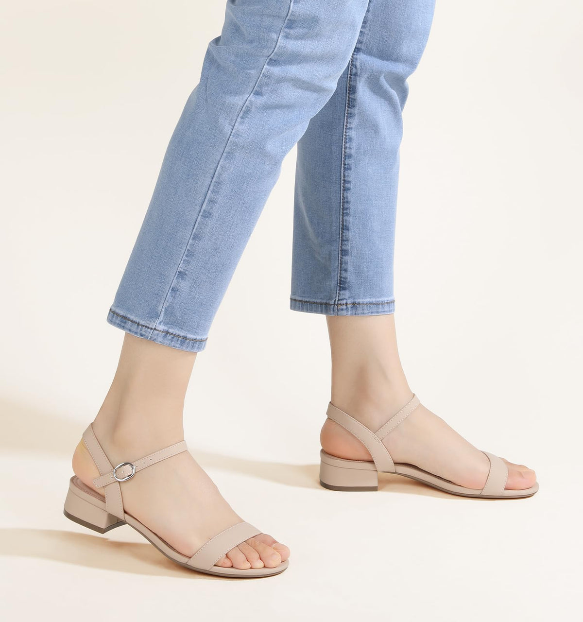 Ankis Women Nude Black White Sandals for Women Low Heel 1 Inch Dressy Sandal Ankle Strap Open Toe Block Short Heeled Summer Classic Comfortable Graduation Holiday Party Casual Flat Shoes 2026, Nude 🍁 All In One Marketplace Canada