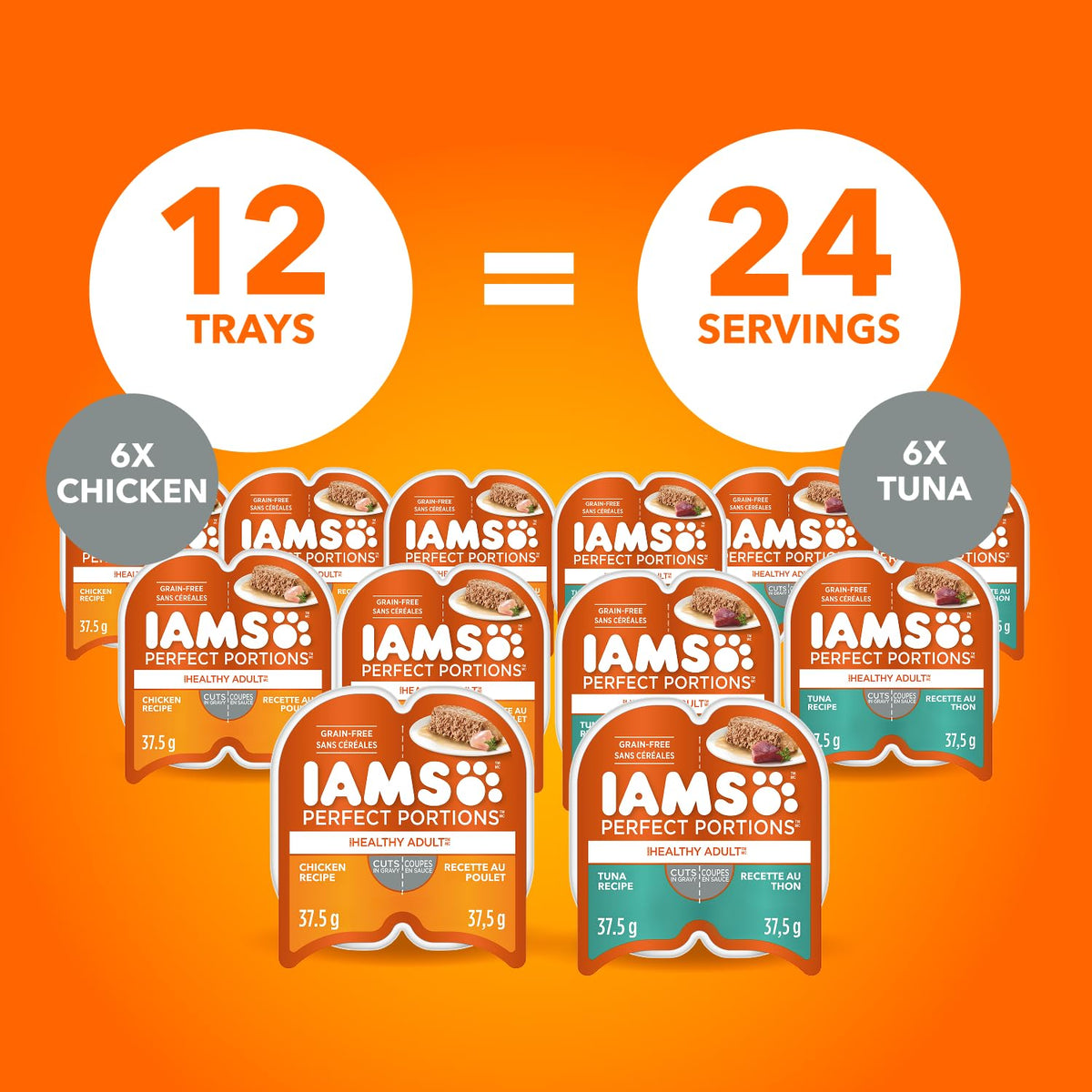 IAMS Perfect PORTIONS Adult Wet Cat Food, Chicken & Tuna, 75g (12 Pack)