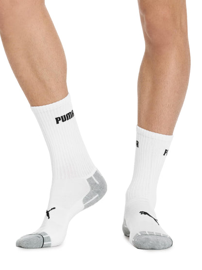 PUMA Men's 8 Pack Athletic Cushioned Crew Socks, White/Black, 10-13 PUMA