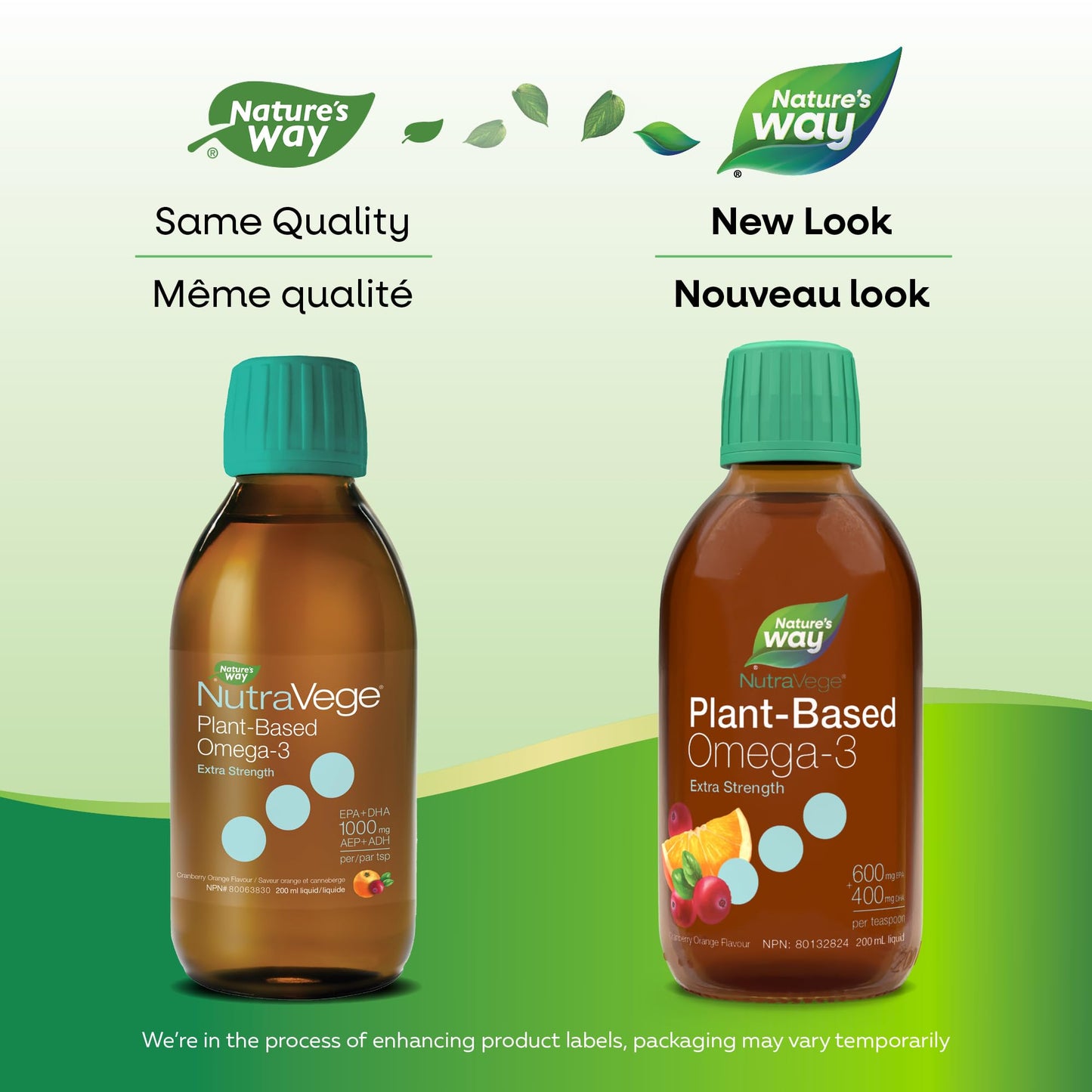 Nature's Way NutraVege Plant-based Omega-3 Extra Strength Vegetarian Liquid Supplement - 1000mg EPA + DHA - Cranberry Orange Flavour – Supports Healthy Heart, Eyes and Brain Function in Adults, 200 mL Nature's Way