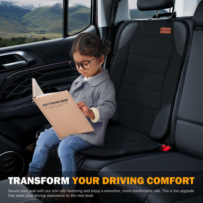 Car Seat Protector for Child Car Seat, Siivton Carseat Seat Protectors for Leather and Fabric Seats, with Mesh Pockets, Non-Slip Backing, Carseat Protectors for Vehicles (One Pack, Black)