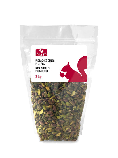 Bassé Raw Pistachios, 1 kg - California-Grown Shelled Kernels, Kosher, Unsalted & Unroasted