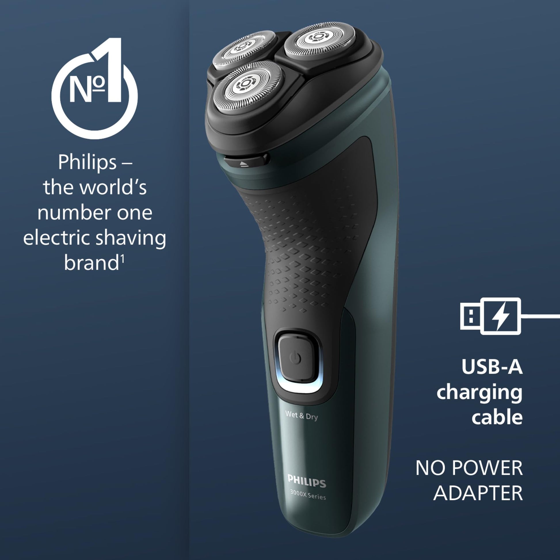 Philips Shaver 3000X Series, Wet and Dry Electric Shaver, SkinProtect Technology, Pop-up Trimmer, P-cap, Dark Forest Green, Model X3002/00 - Available at All In One Marketplace Canada