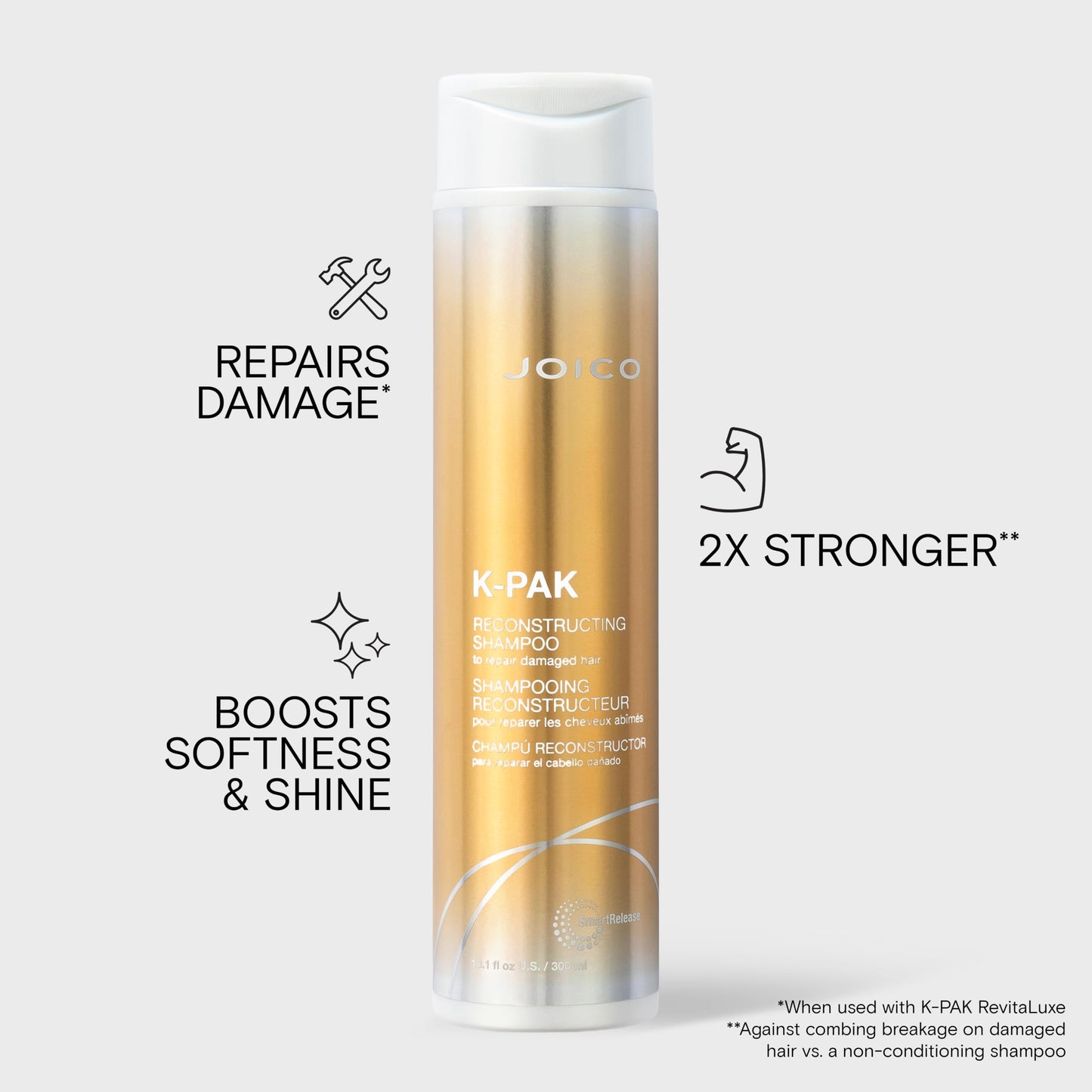 Joico K-PAK Reconstructing Shampoo or Conditioner – Repairs & Detangles Damaged Hair, Keratin & Primrose Oil, Sulfate-Free Joico