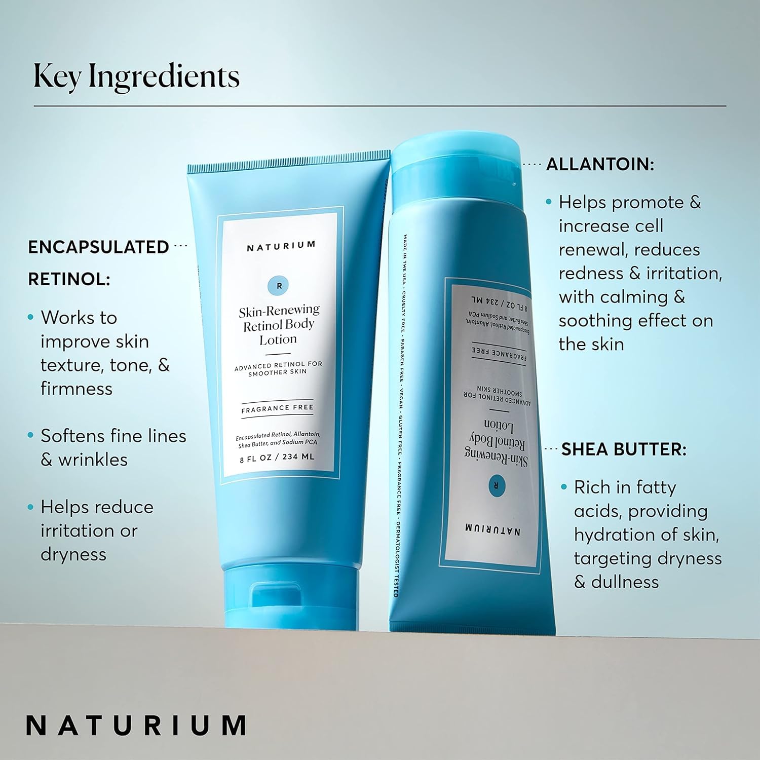 Naturium Skin-Renewing Retinol Body Lotion | Moisturizing & Firming Cream, With Allantoin & Shea Butter | 8 FL OZ / 234 ml - Available at All In One Marketplace Canada
