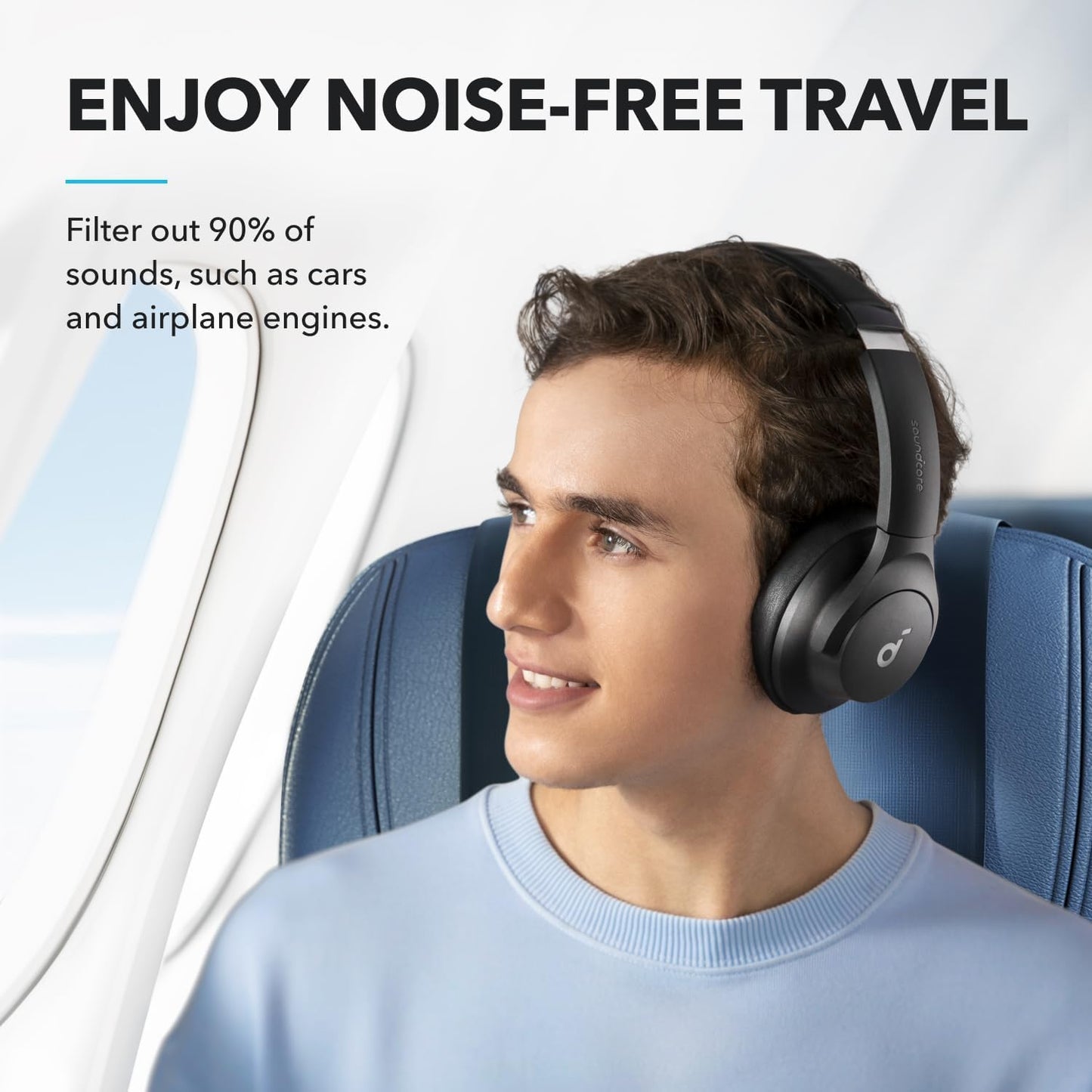 soundcore by Anker Q20i Hybrid Active Noise Cancelling Headphones, Wireless Over-Ear Bluetooth, 40H Long ANC Playtime, Hi-Res Audio, Big Bass, Customize via an App, Transparency Mode, Ideal for Travel - Available at All In One Marketplace Canada