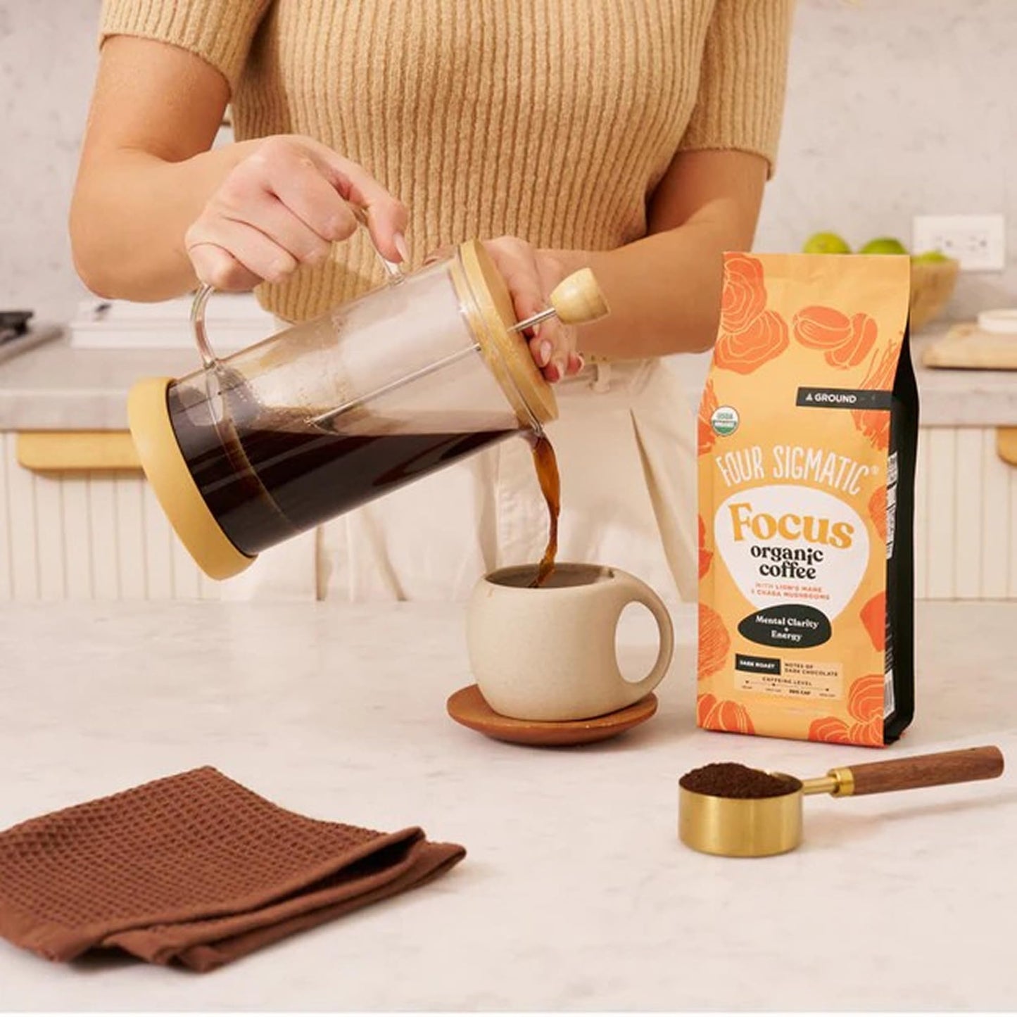 Four Sigmatic Think Mushroom Coffee | Organic Ground Coffee with Lion's Mane and Chaga | 12oz