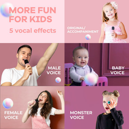 YLL Mini Karaoke Machine for Kids Adults, Bluetooth Speaker with 2 Wireless Microphones, TOP Christmas Birthday Gifts Toys for Girls Ages 3, 4, 5, 6, 7, 8, 9,10,11,12+ Years Old Toddler(Pinkcolor)